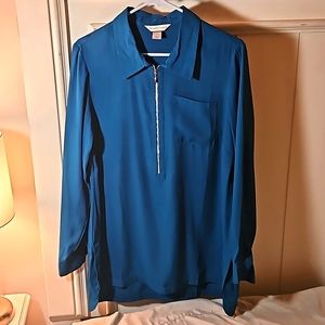 Chritopher & Banks zip up long sleeve blouse